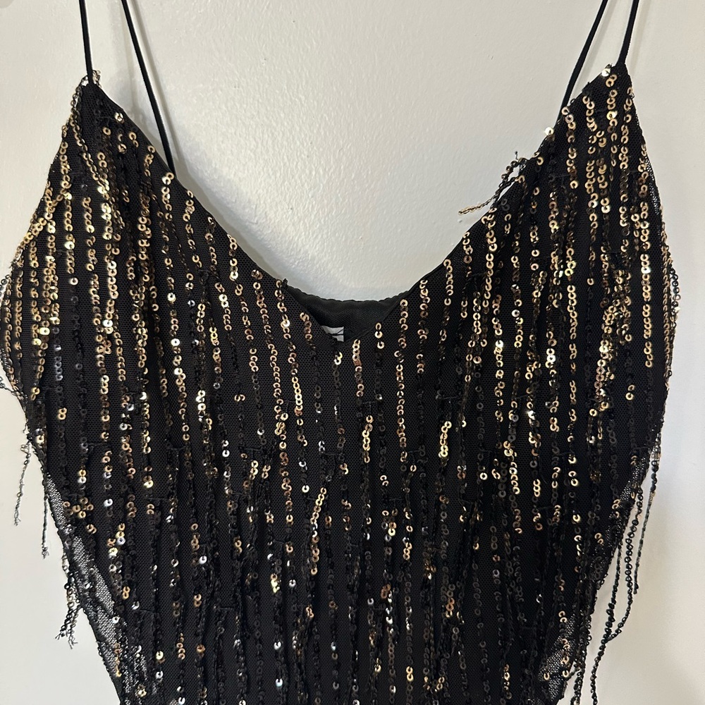 Chocolate Black and Gold Sequin Mini Skirt